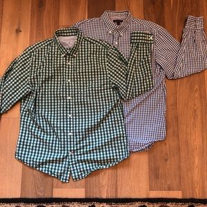 Two Banana Republic 100% Cotton Checked Button Down Shirts in XL Slim Fit